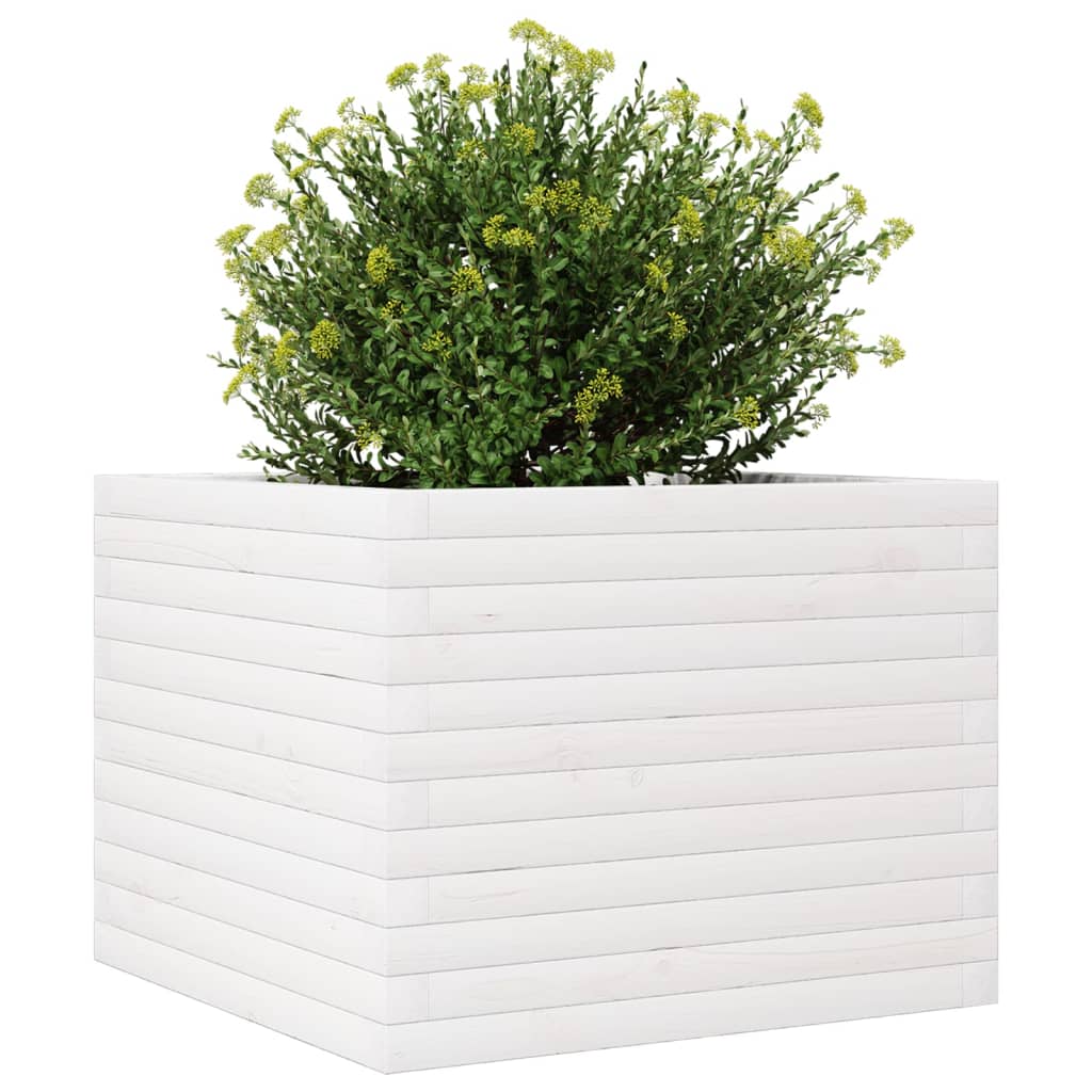 Vaso/floreira de jardim 60x60x46 cm pinho maciço branco