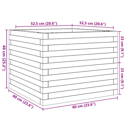 Vaso/floreira de jardim 60x60x46 cm pinho maciço castanho-mel