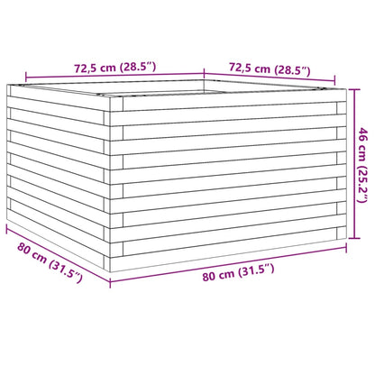 Vaso/floreira de jardim 80x80x46 cm madeira pinho maciça branco