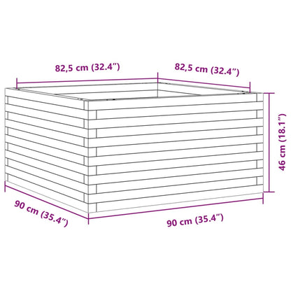 Vaso/floreira de jardim 90x90x46 cm madeira de pinho maciça