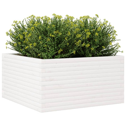 Vaso/floreira de jardim 90x90x46 cm madeira pinho maciça branco