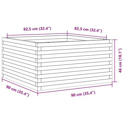 Vaso/floreira de jardim 90x90x46 cm madeira de pinho impregnada