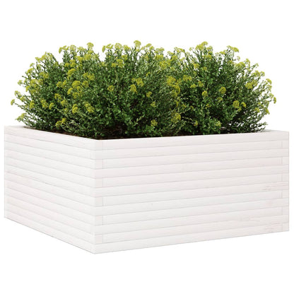 Vaso/floreira jardim 100x100x46 cm madeira pinho maciça branco