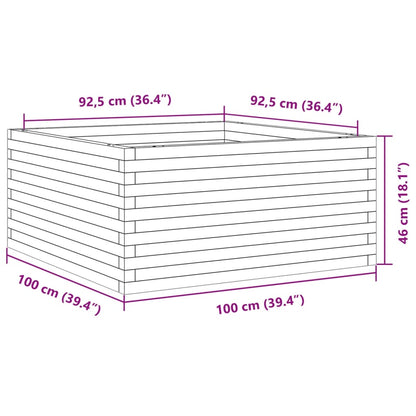 Vaso/floreira jardim 100x100x46 cm pinho maciço castanho mel