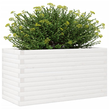 Vaso/floreira de jardim 90x40x46 cm madeira pinho maciça branco