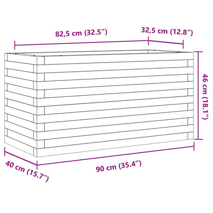 Vaso/floreira de jardim 90x40x46 cm madeira pinho maciça branco