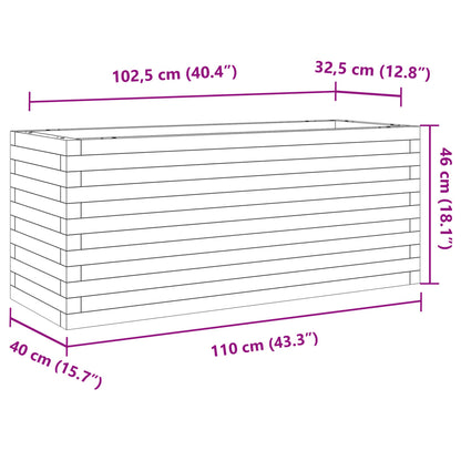 Vaso/floreira de jardim 110x40x46cm madeira pinho maciça branco