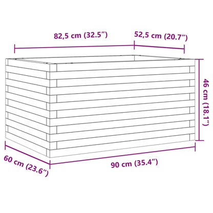 Vaso/floreira de jardim 90x60x46 cm madeira de pinho maciça