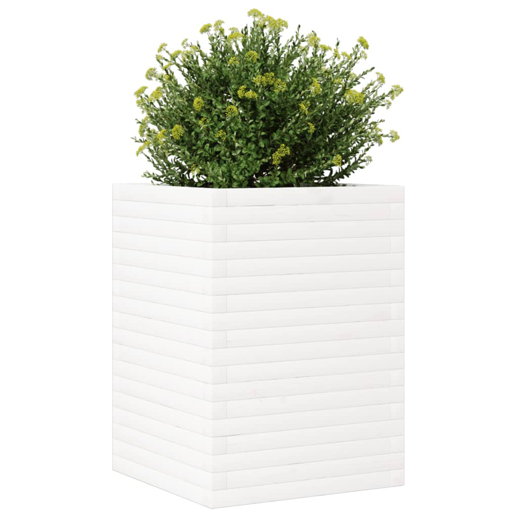 Vaso/floreira de jardim 50x50x68,5 cm pinho maciço branco