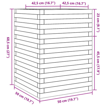 Vaso/floreira de jardim 50x50x68,5cm pinho maciço castanho mel