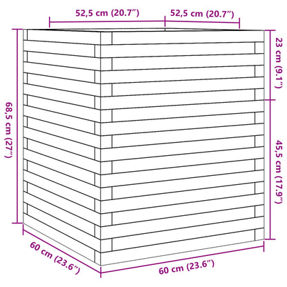 Vaso/floreira de jardim 60x60x68,5 cm madeira de pinho maciça