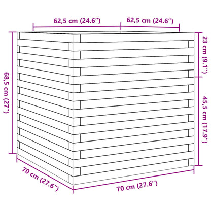 Vaso/floreira de jardim 70x70x68,5 cm madeira de pinho maciça