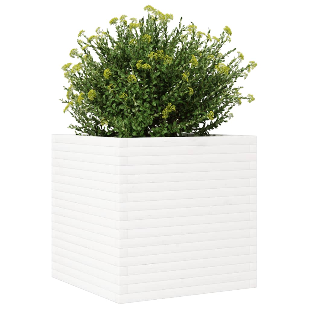 Vaso/floreira de jardim 70x70x68,5 cm pinho maciço branco