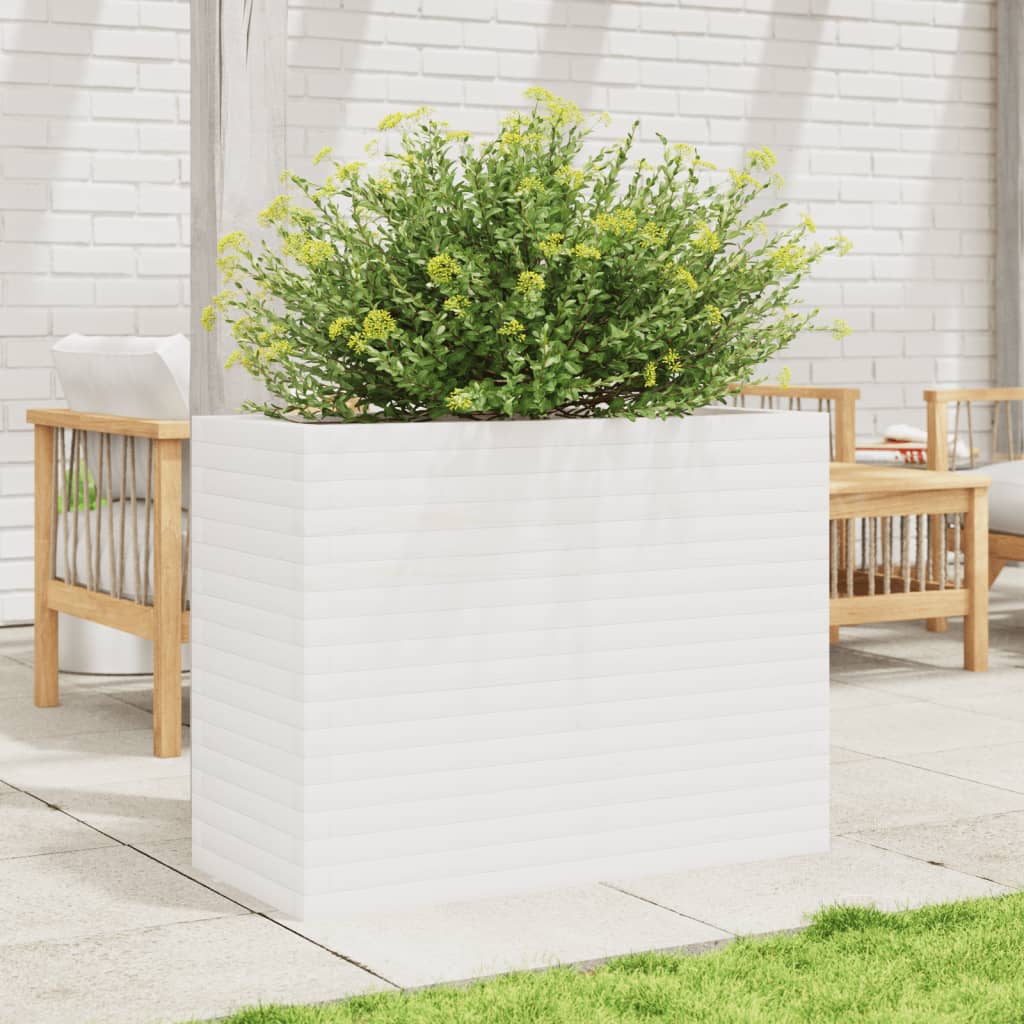 Vaso/floreira de jardim 90x40x68,5 cm pinho maciço branco