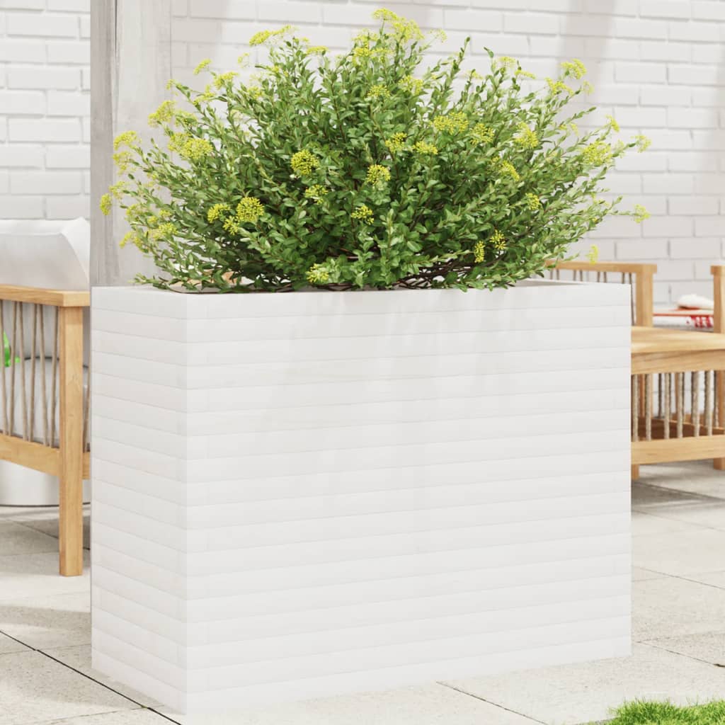 Vaso/floreira de jardim 90x40x68,5 cm pinho maciço branco