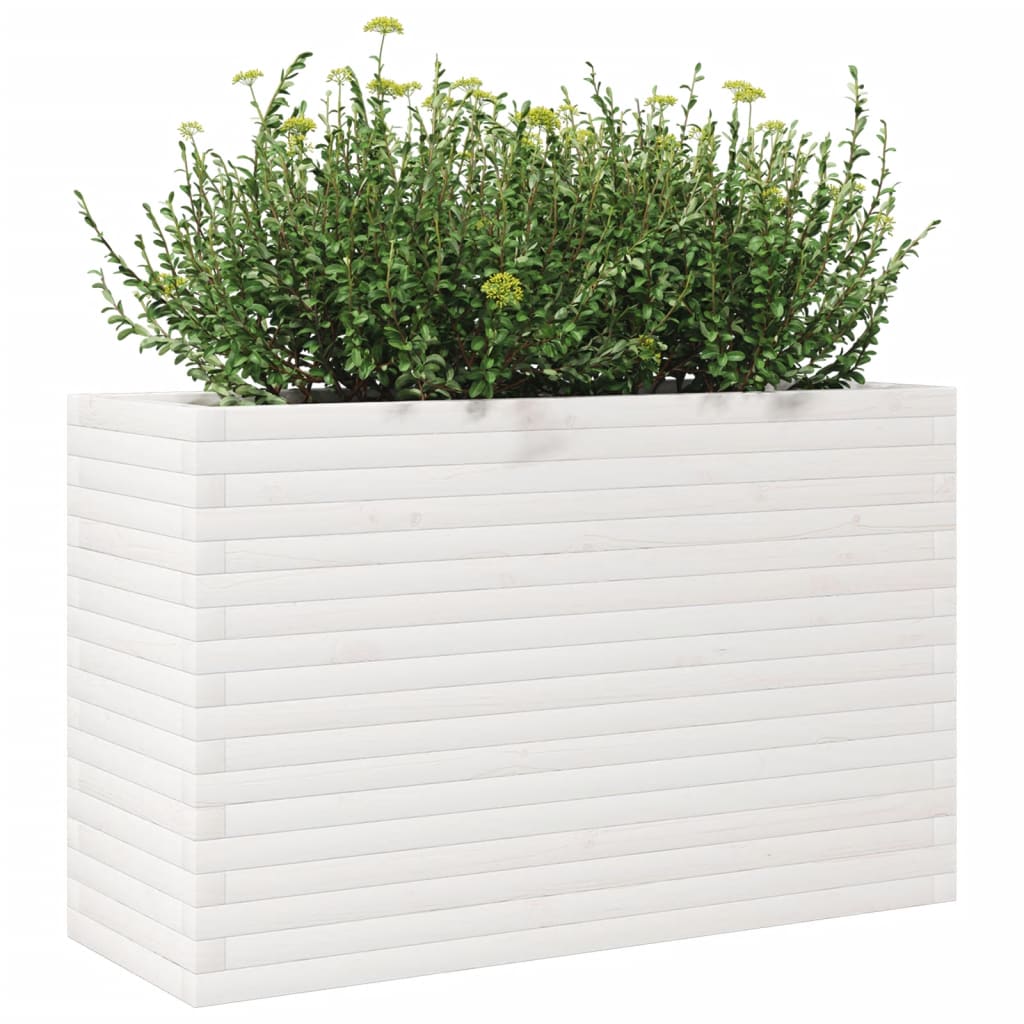 Vaso/floreira de jardim 110x40x68,5 cm pinho maciço branco