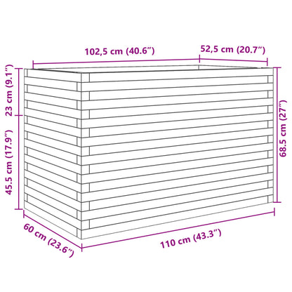 Vaso/floreira de jardim 110x60x68,5 cm pinho maciço branco