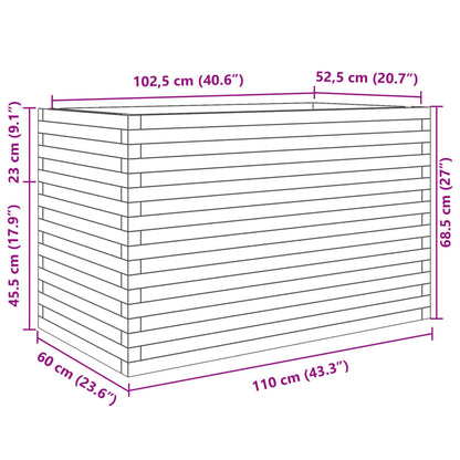 Vaso/floreira de jardim 110x60x68,5cm madeira de douglas maciça