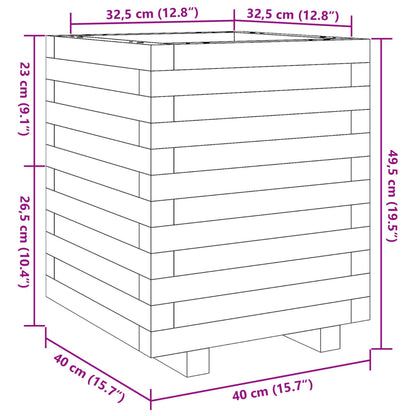 Vaso/floreira de jardim 40x40x49,5 cm madeira de pinho maciça