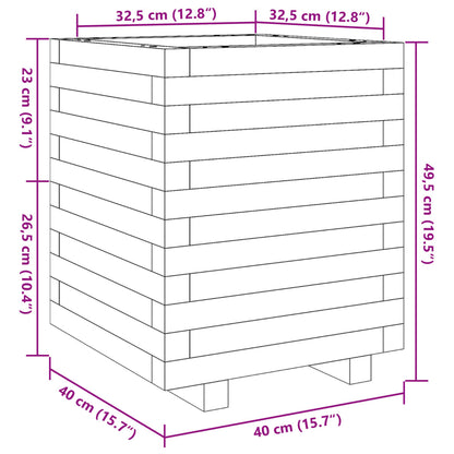 Vaso/floreira de jardim 40x40x49,5 madeira pinho maciça branco