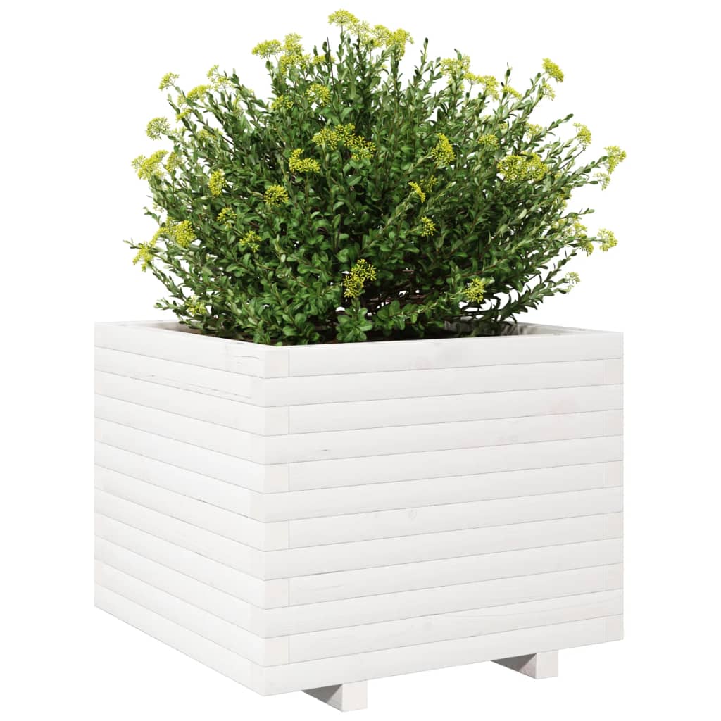 Vaso/floreira de jardim 60x60x49,5 cm pinho maciço branco