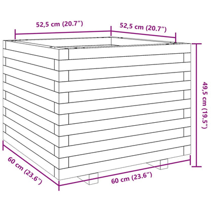 Vaso/floreira de jardim 60x60x49,5 cm pinho maciço branco