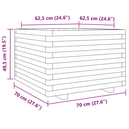 Vaso/floreira de jardim 70x70x49,5 cm madeira de pinho maciça