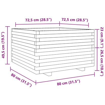 Vaso/floreira jardim 80x80x49,5 cm madeira pinho maciça branco