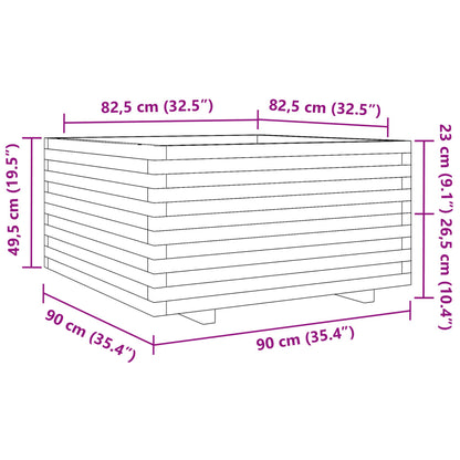 Vaso/floreira de jardim 90x90x49,5 cm madeira de pinho maciça