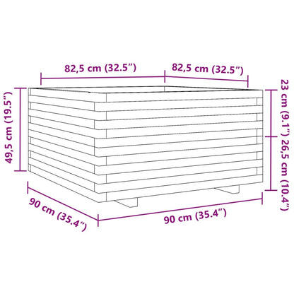 Vaso/floreira de jardim 90x90x49,5 cm pinho maciço branco