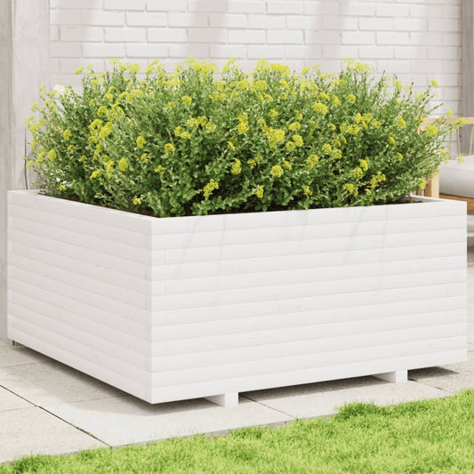 Vaso/floreira de jardim 100x100x49,5 cm pinho maciço branco