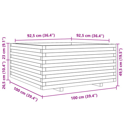 Vaso/floreira de jardim 100x100x49,5 cm madeira douglas maciça