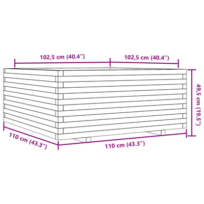 Vaso/floreira jardim 110x110x49,5 cm pinho maciço castanho mel