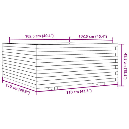 Vaso/floreira de jardim 110x110x49,5 cm madeira douglas maciça