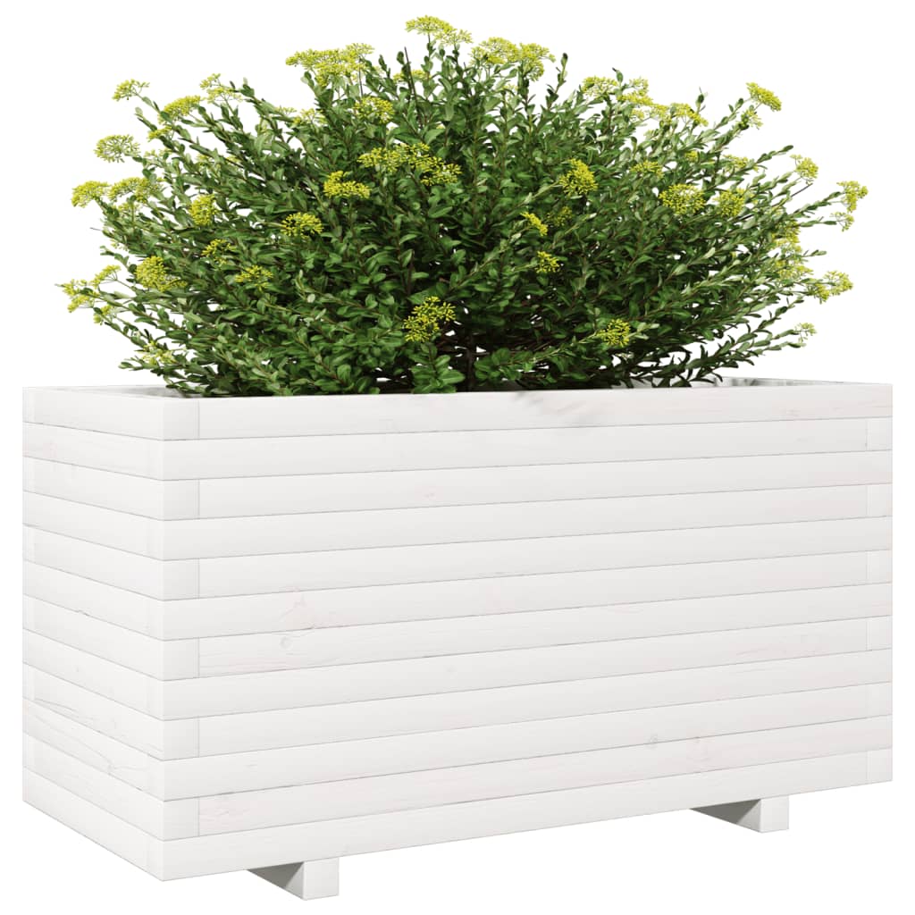 Vaso/floreira de jardim 90x90x49,5 cm pinho maciço branco