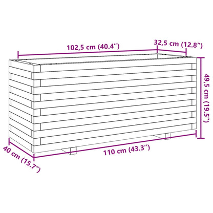 Vaso/floreira de jardim 110x40x49,5 cm madeira de pinho maciça