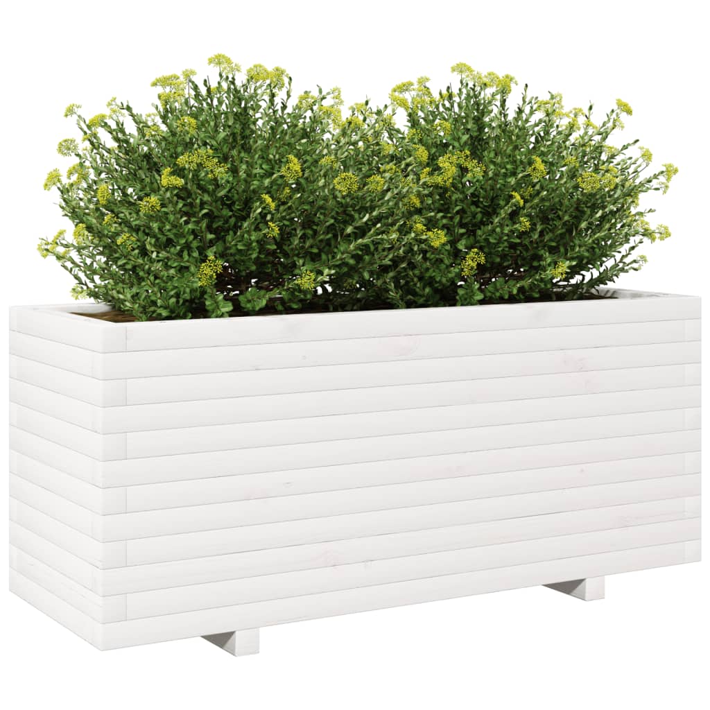 Vaso/floreira de jardim 110x40x49,5 cm pinho maciço branco