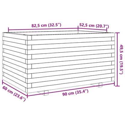 Vaso/floreira de jardim 90x60x49,5 cm pinho maciço branco