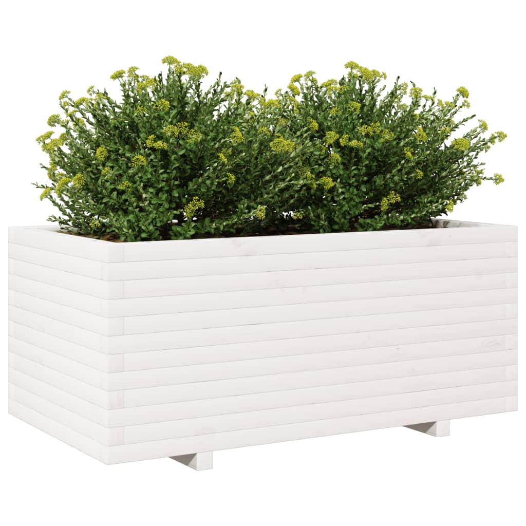 Vaso/floreira de jardim 110x60x49,5 cm pinho maciço branco