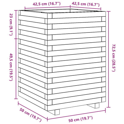 Vaso/floreira de jardim 50x50x72,5 cm madeira de pinho maciça