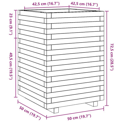 Vaso/floreira de jardim 50x50x72,5 cm madeira pinho impregnada