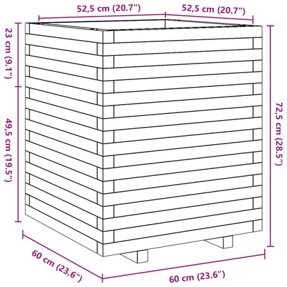 Vaso/floreira de jardim 60x60x72,5 cm madeira de pinho maciça