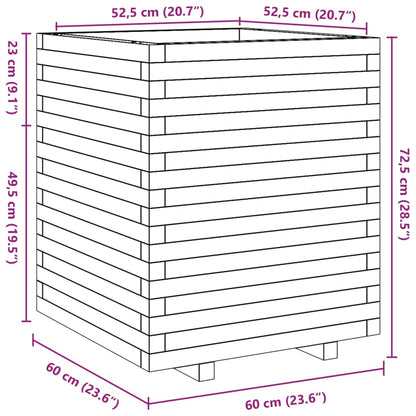 Vaso/floreira de jardim 60x60x72,5 cm pinho maciço branco