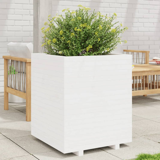 Vaso/floreira de jardim 60x60x72,5 cm pinho maciço branco