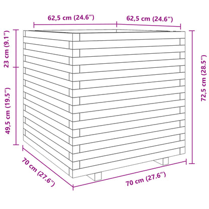 Vaso/floreira de jardim 70x70x72,5 cm madeira de pinho maciça