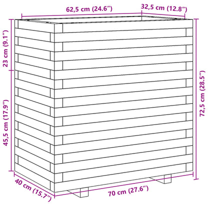 Vaso/floreira de jardim 70x40x72,5 cm madeira de pinho maciça