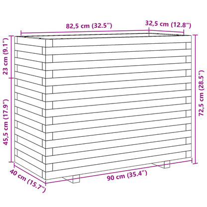 Vaso/floreira de jardim 90x40x72,5 cm madeira de pinho maciça