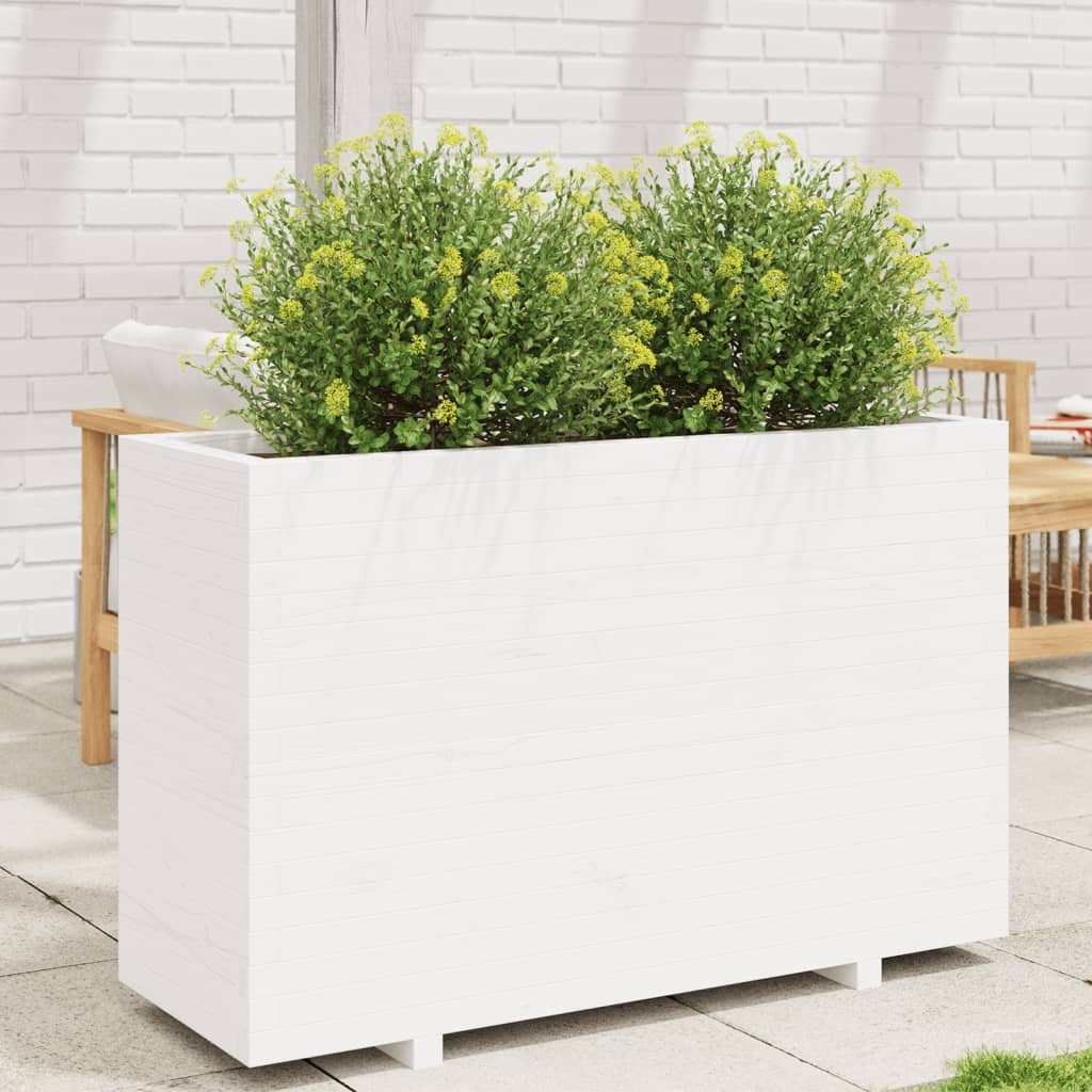 Vaso/floreira de jardim 110x40x72,5 cm pinho maciço branco