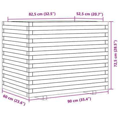 Vaso/floreira de jardim 90x60x72,5 cm madeira pinho impregnada