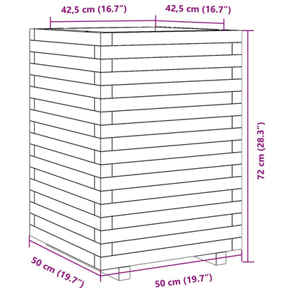 Vaso/floreira de jardim 50x50x72 cm pinho maciço branco